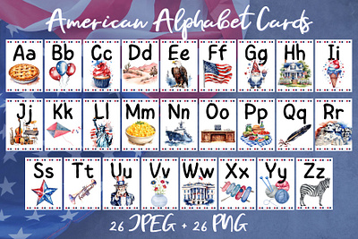 4th of July Alphabet Flashcards – Patriotic PNG 4th of july alphabet classroom clipart creative market digital flashcards early learning educational festive graphics flashcards holiday education homeschool illustration kids learning learning tools patriotic printable teaching aids usa