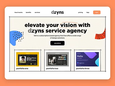 dzyns Website Design Concept concept design design agency design creation elevate your vision figma graphic design home page design home page mockup landing page design photoshop shopify website design squaqrespace website subscription based agency uiux website design wordpress website design