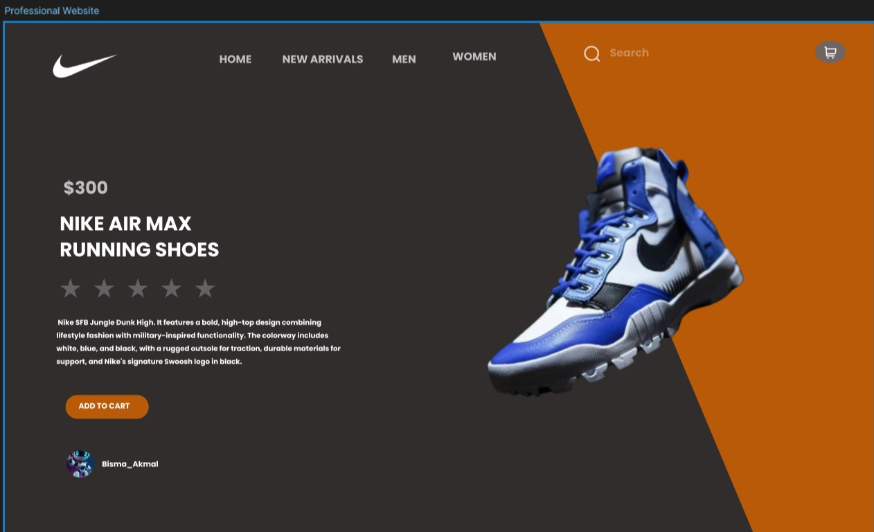 Example of Nike Website Landing Page