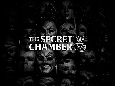 The Secret Chamber Logo & Brand Identity Design brand identity branding inspiration creative direction creepy design dark aesthetic dark logo design gothic branding illustration design line art logo logo design macabre design mystery branding oddities branding retail branding shop branding skull logo vintage logo visual identity