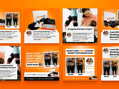 Testimonial campaign - Static Ads for ecommerce (BionicGym) ads ads creative advertising ecommerce facebook ads fitness graphic design instagram ads meta ads static ads
