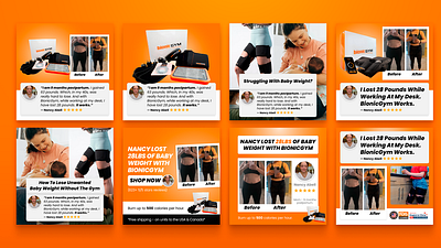 Testimonial campaign - Static Ads for ecommerce (BionicGym) ads ads creative advertising ecommerce facebook ads fitness graphic design instagram ads meta ads static ads