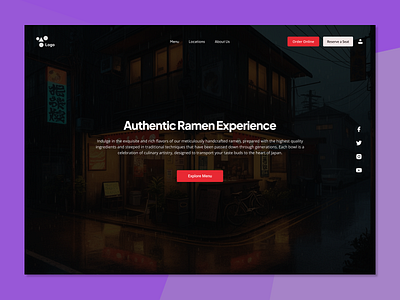 Ramen Resturant landing page branding design e commerce food food landing page japan japanese japanese resturant landing landing page logo minimalist ramen resturants ui