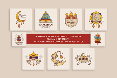 Ramadan Kareem Vector Illustration - Handdrawn and Kawaii Style cultural celebration ui