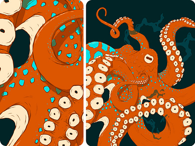 Octopus artwork deep illustration marine ocean octopus sea tentacles