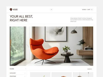 Product Listing Page –VOZE Minimalist Grid Shop UI e commece ecommerce ecommerce inner page ecommerce product page ecommerce store minimalist design product product details product list product liust page product page shopify shopify store store ui web website
