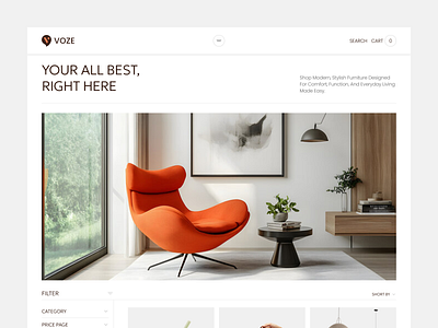 Product Listing Page –VOZE Minimalist Grid Shop UI e commece ecommerce ecommerce inner page ecommerce product page ecommerce store minimalist design product product details product list product liust page product page shopify shopify store store ui web website