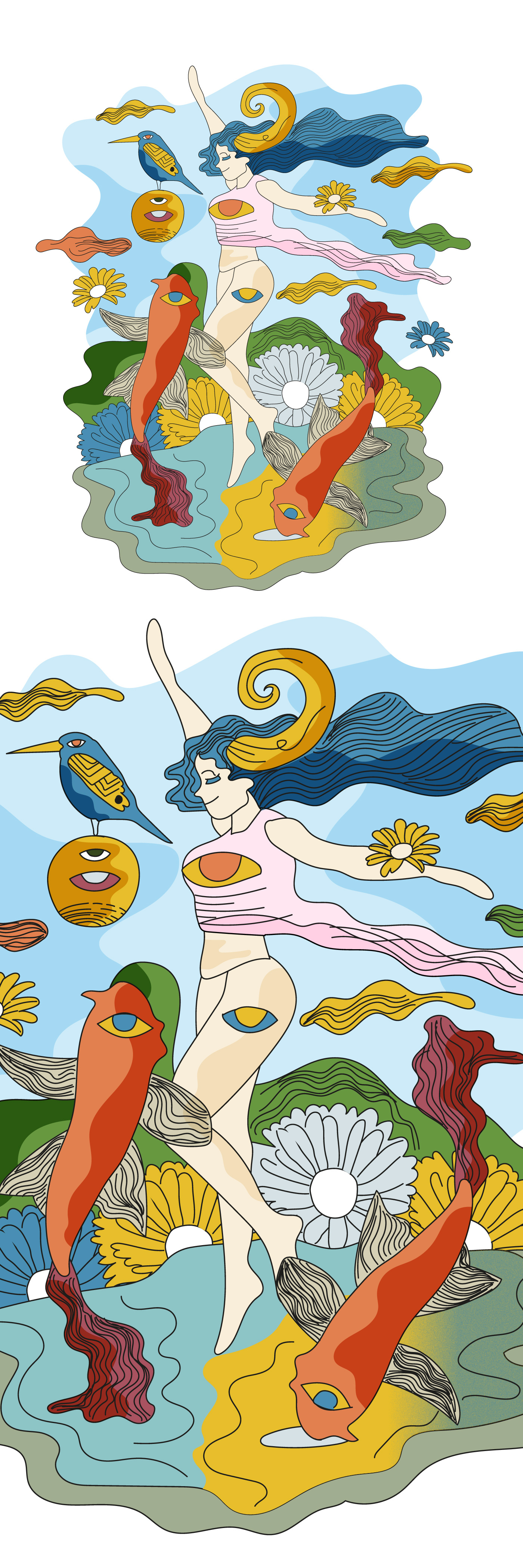 Garden Illustration art flat flowers graphic design illustration nature sea ui vector