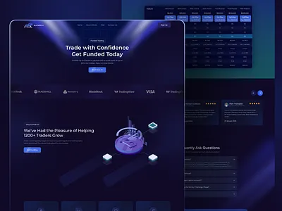 Trading Landing Page bitcoin blockchain broker clean cyrpto wallet landing page modern product design prop firm trading trading platform trading website trendy ui web 3 web design website dark website design