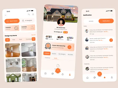Interior Mobile App Design app app design design forgot password furniture store home decor home design interior architecture interior design interior docer login minimalist mobile app mobile app design product design profile profile screen ui ux uz