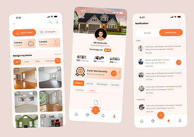 Interior Mobile App Design app app design design forgot password furniture store home decor home design interior architecture interior design interior docer login minimalist mobile app mobile app design product design profile profile screen ui ux uz
