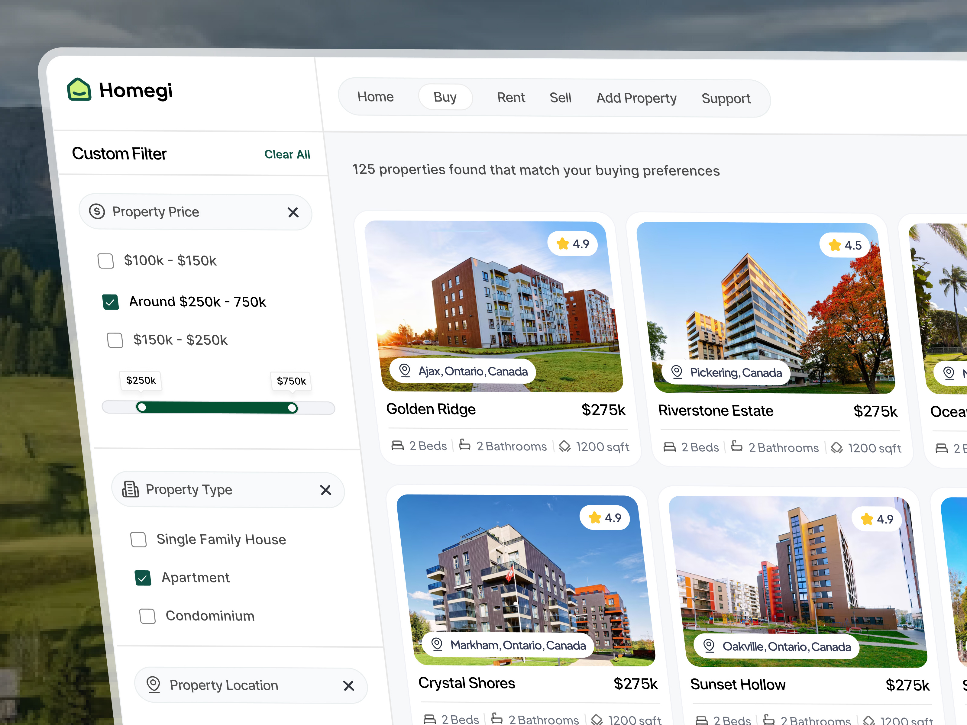 Example of Real Estate Website Design