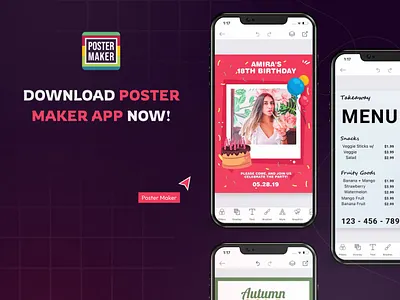 Poster Maker Mobile Application app branding design graphic design illustration logo typography ui ux vector