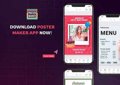 Poster Maker Mobile Application app branding design graphic design illustration logo typography ui ux vector