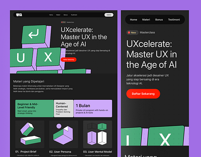 UXcelerate Landing Page Marketing ai branding class design graphic design illustration landingpage marketing typography ui ux uxcelerate website