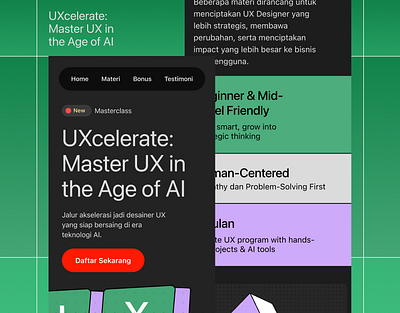 UXcelerate Landing Page Marketing ai branding class design graphic design illustration landingpage marketing typography ui ux uxcelerate website