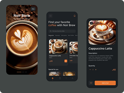 Noir Brew — where darkness meets flavor coffee coffeeshop concept design graphic design ui