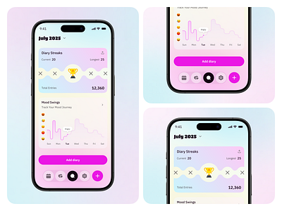Mood Tracker IOS App UI app app design clean design emoji emotion tracker healthcare illustration ios ios app meditation app mental health mobile app mood tracker motuvation product design stress app uiux ux