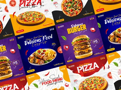 Food Social Media Post Design Template ads design burger food food design graphic design pizza post design social media template