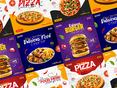 Food Social Media Post Design Template ads design burger food food design graphic design pizza post design social media template