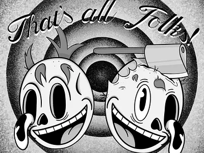 Vintage cartoon: That's all folks branding graphic design illustration lettering