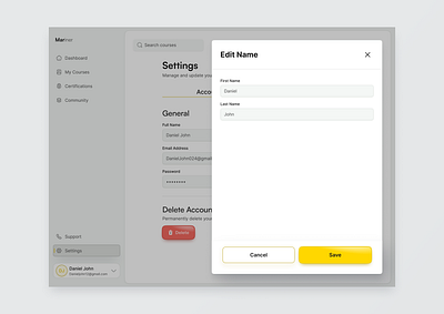 Settings Page_Edit Name branding design edtech product design typography ui ux design