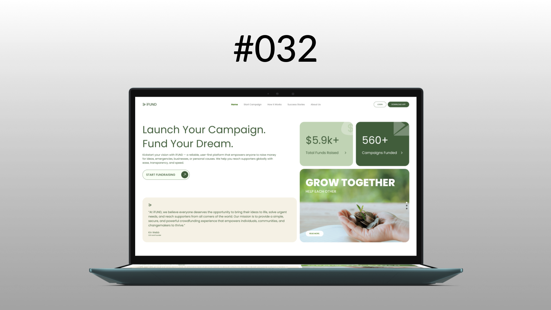 Crowdfunding #DailyUI #032 #KinWebb crowdfunding crowdfunding daily ui crowdfunding website design frontend homepage kinwebb minimalist ui web design