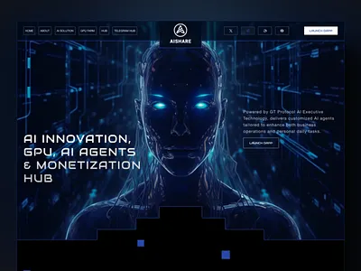 Fueling AI Innovation with GPU Power aidevelopment aistartup aiux aiuxui blockchaindesign cryptolanding darkmodeui defidesign interfacedesign landingpagedesign minimalui techui uidaily uitrend web3ui web3ux