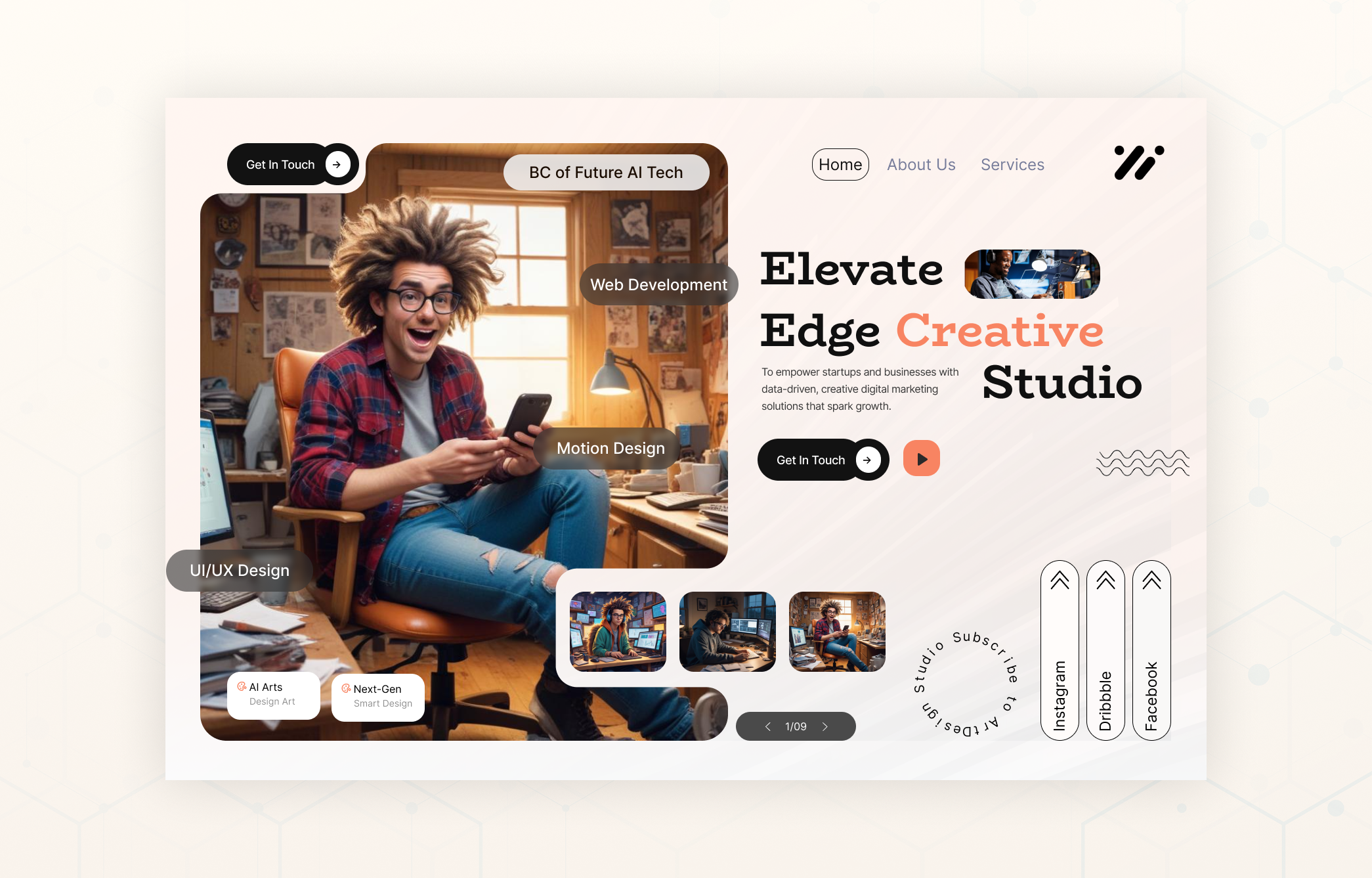 Futuristic Creative Studio Web UI agency designer digital digital marketing ui uiux ux web designer