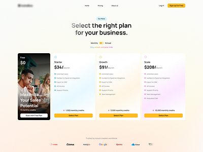 Plans or Pricing Page ai b2b chat gpt design landing page open ai pastel plan plans pricing saas trend ui ui design webdesign