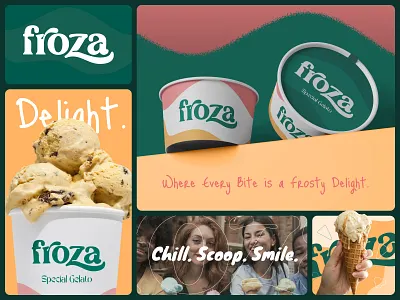 Froza – Gelato Branding 🍨 brand brand mark branding dessert foods froza frozen gelato hand writing ice cream logo logotype packaging shop