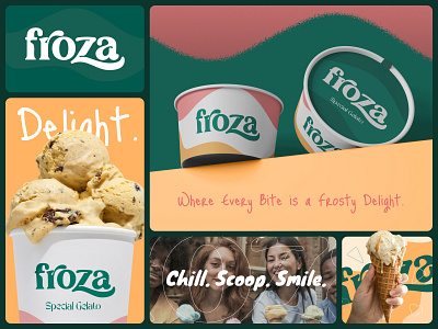 Froza – Gelato Branding 🍨 brand brand mark branding dessert foods froza frozen gelato hand writing ice cream logo logotype packaging shop