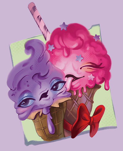 ice cream art artist cartoon style colors design design charaster illustration print