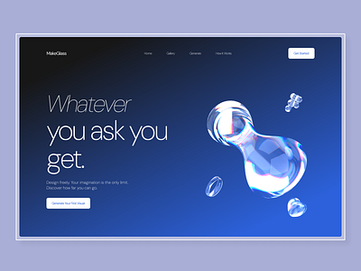 Hero Section Design ai blue glass gradient hero herosection homepage landingpage minimalistic ui ux webdesign