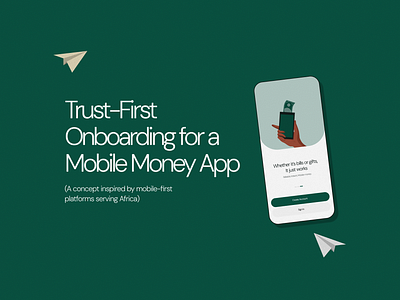 Mobile Money Onboarding appdesign case study fintech green illustrations minimalistic mobile money onboarding