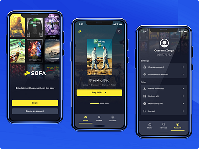 SOFA - Movie streaming App mobile ui movie app movie app ui movie mobile app movie mobile app ui movies app ui streaming app streaming app ui tv shows app ui ui design ux ux design