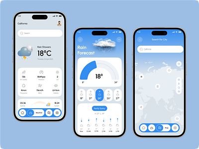 Weather Mobile App Concept app app design app interfaces clean design forecast mobile app design mobile app ui mobile login mobileapp modern app ui snow ui ux design weather weather app weather dashboard weather forecast weather mobile app weather ui weather widget