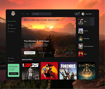 Game Store Dashboard dashboard games store ui website