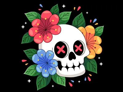 Skull with Flowers bones