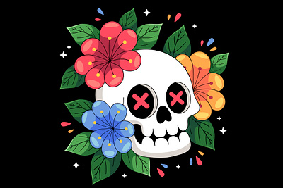 Skull with Flowers bones