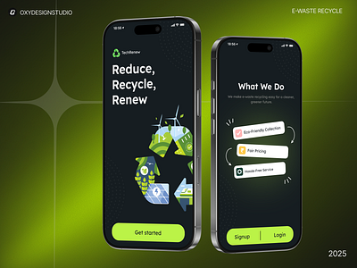 TechRenew | E-Waste Recycle App appdesign appui2025 designinspiration ewaste mobile app design mobileappui oxydesignstudio recycling ui ui design uidesigninspo uiux user experience user interface uxdesign
