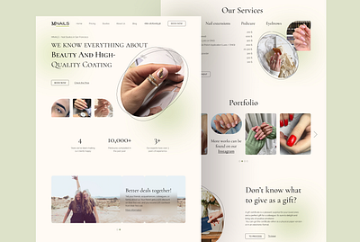 MNails — Landing Page for Nail Care Services beauty landing page beauty salon beauty service cosmetics customnailart fashion hero section home page landing page landing page design manicure minimal design nail nail art nail art landing page nail artist nail care nail care services service ui design