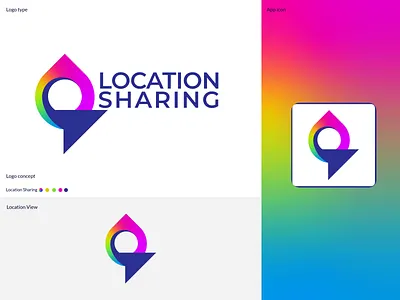 Location Sharing branding branding identity creative designer design gradient location location logo logo logo designer modern sharing symbol tech