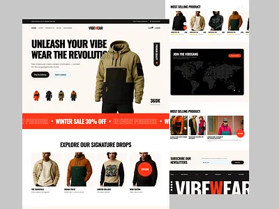 "VibeWear" Clothing Store (E-commerce) ai branding cloth clothstore ecom ecommerce market saas shofify trending ui wcoomerce website