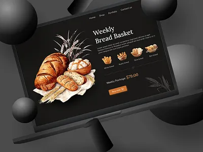 Bakery website app ui cleanui darkui ecommercedesign hero area design landing page design landing page ui organicbread rusticdesign ui ui ux design ui design website