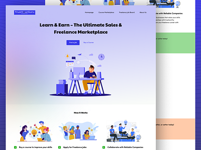 "Learn & Earn" – Freelance & Sales Marketplace branding design digital nomad platform freelance dashboard freelance marketplace gig economy ui hero section illustration logo official website purple website sales freelancer vector website web design web design business web development website