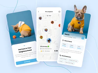 Pet Booking - Mobile App / Blue app graphic design moblie app pet