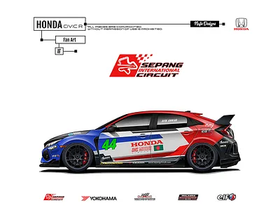 Honda Civic Type R for Avik Anwar car art car illustration car vector honda civic