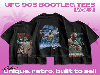UFC 90s Bootleg Tees Vol.1 90s adesanya bootleg bootleg tee design graphic design graphic tee graphic tshirt khabib mcgregor rap tee retro tee tshirt tshirt design ufc vintage