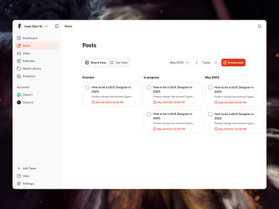SaaS Product Design for Social Media Management app dashboard design product design saas ui ui design ux